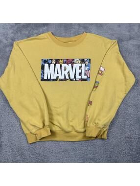 Marvel Yellow Graphic Sweatshirt with Character Print